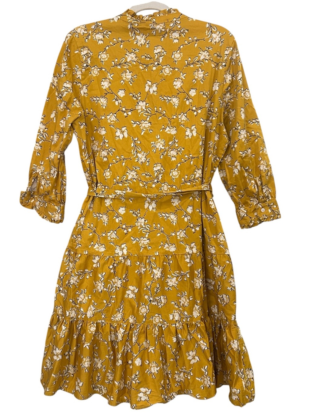 UNTUCKIT Jane Floral Tiered Dress Marigold Yellow Size 12 Romantic Cottagecore - Picture 3 of 14